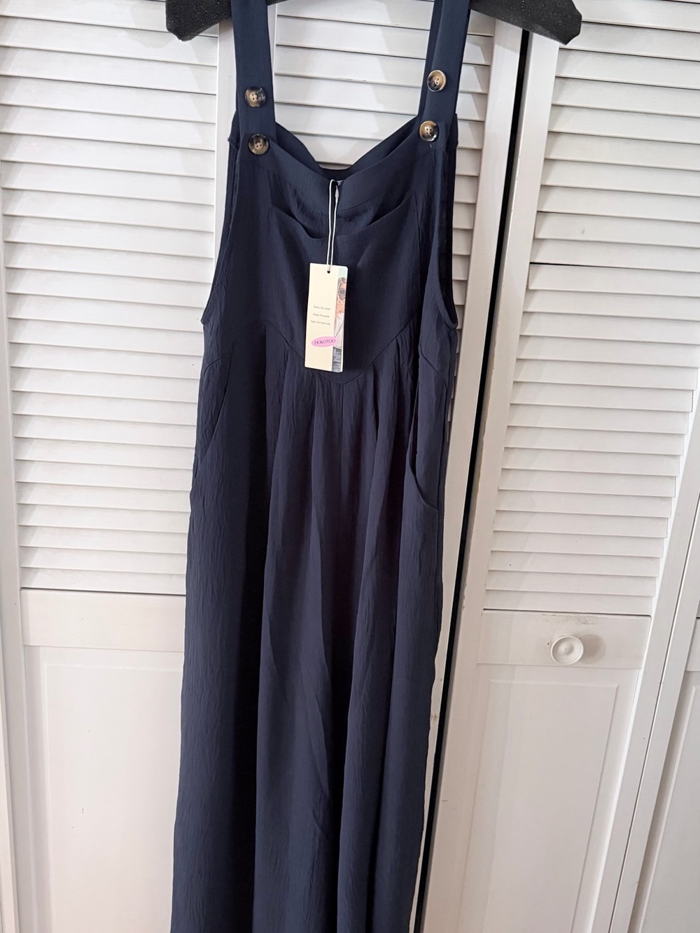 NWT Navy Blue Overalls with Button Straps